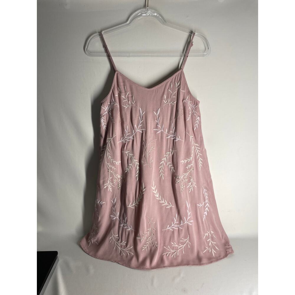 Savanna Jane Blush Pink Floral Embroidered Mini Dress Spaghetti Strap Small